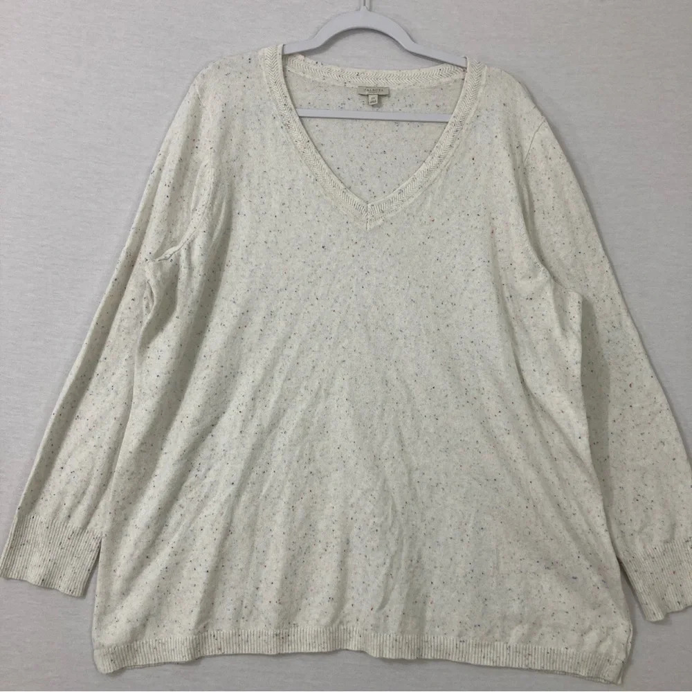 Talbots V Neck Soft Stretch Speckled Knit Pull-over Top size 2X